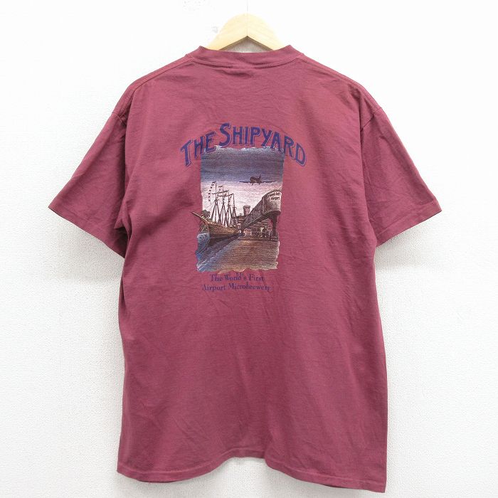 XL★古着 オニータ ONEITA 半袖 ビンテージ Tシャツ メンズ 90年代 90s マイクロブルワリー コットン 大きいサイズ USA製 エンジ 26apr11