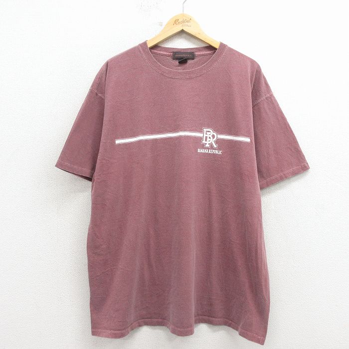 バナナリパブリック 00s 半袖Tシャツ ワンポイントロゴ バーガンディ XL | 古着