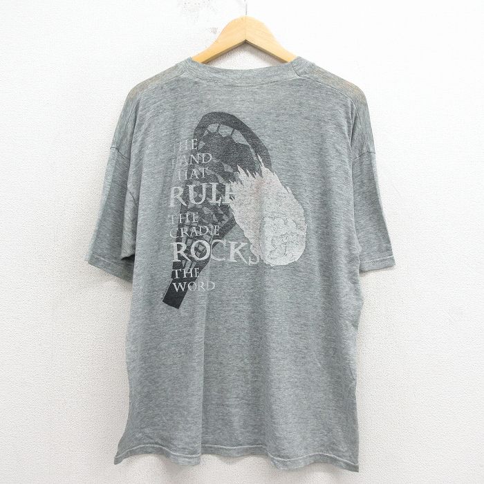 XL★古着 フルーツオブザルーム 半袖 ビンテージ Tシャツ メンズ 90年代 90s ラクロス 大きいサイズ クルーネック グレー 霜降り 26apr11