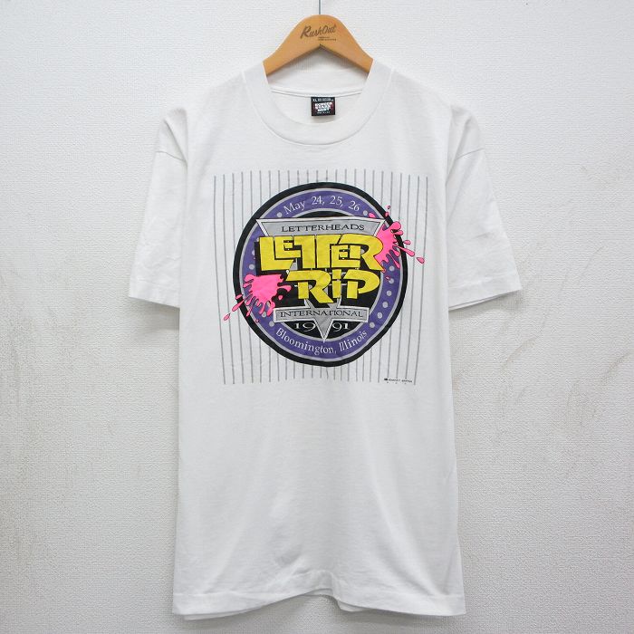 スクリーンスターズ 90s 半袖Tシャツ LETTER RIP ホワイト メンズXL相当 | 古着