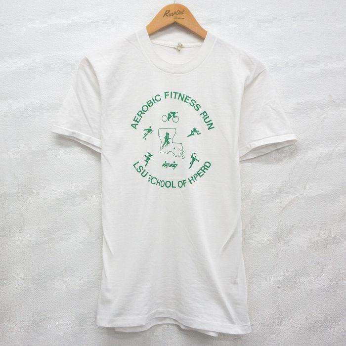 【20%OFF】スクリーンスターズ 80s 半袖Tシャツ AEROBIC FITNESS RUN ホワイト メンズM相当 | 古着