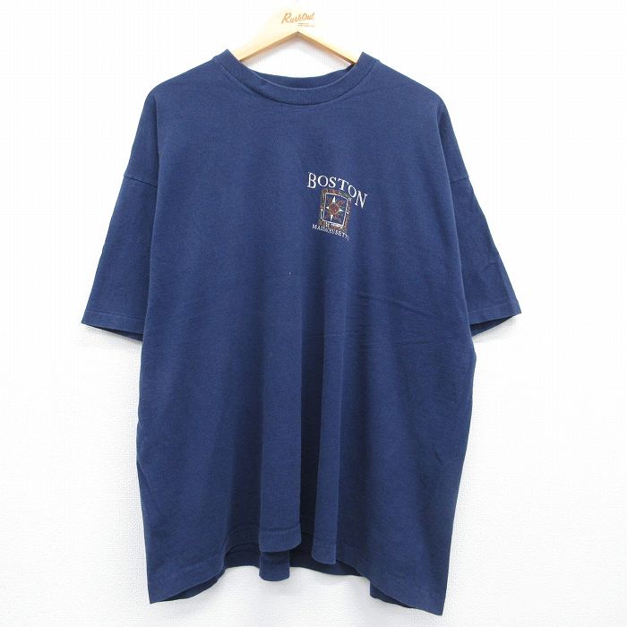 90s 半袖Tシャツ ボストン ネイビー XL | 古着