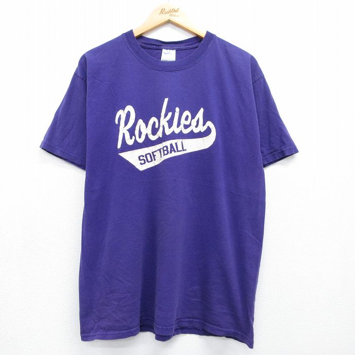 【20%OFF】00s 半袖Tシャツ Rockiesソフトボール パープル メンズL相当 | 古着