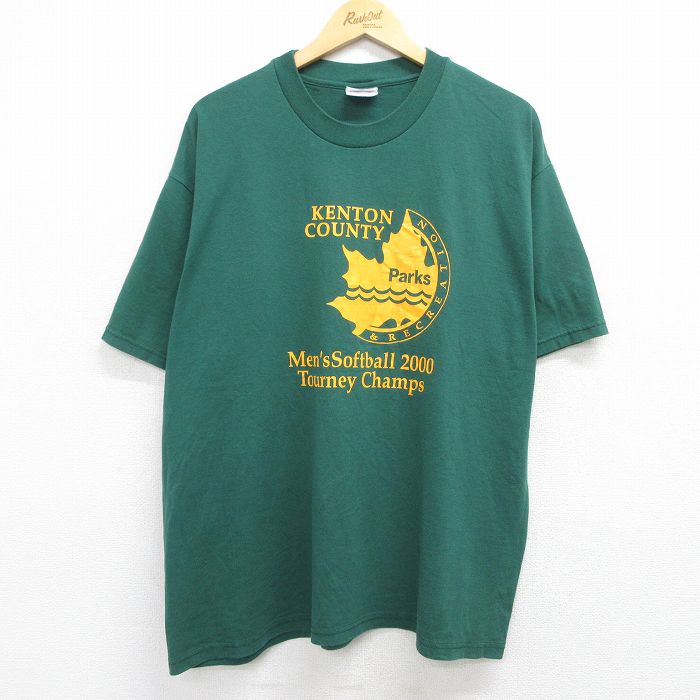 ヘインズ 00s 半袖Tシャツ KENTON COUNTY グリーン XL | 古着