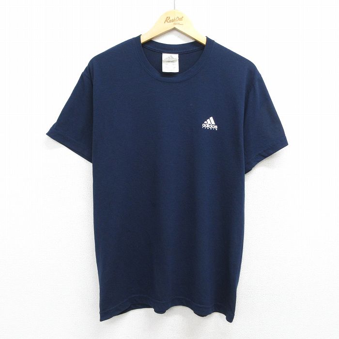 アディダス 00s 半袖Tシャツ ワンポイントロゴ ネイビー L | 古着
