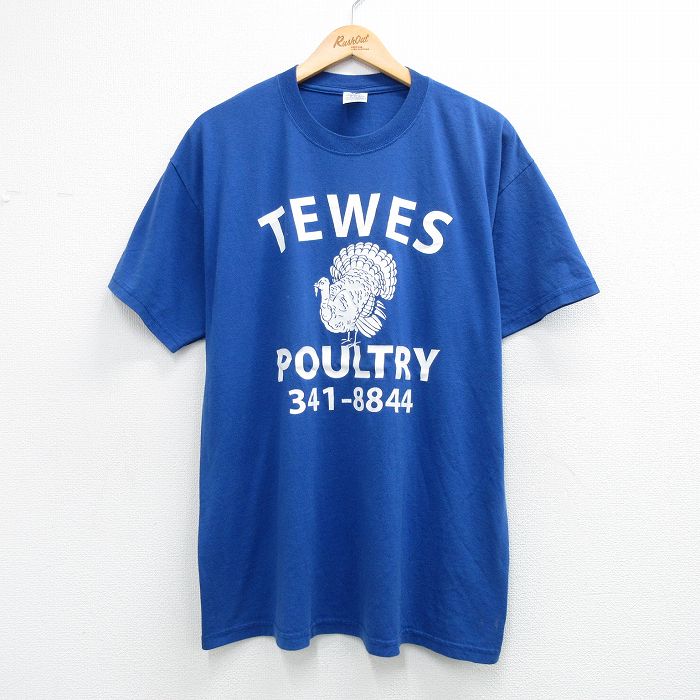 00s 半袖Tシャツ TEWES POULTRY ブルー XL | 古着