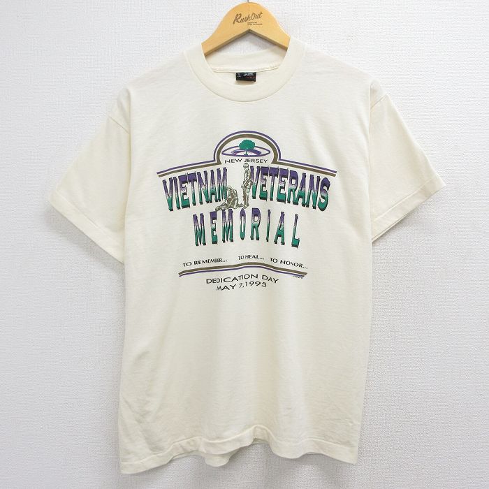 フルーツオブザルーム 90s 半袖Tシャツ VIETNAM VETERANS ベージュ L | 古着