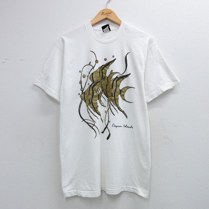 90s 半袖Tシャツ 熱帯魚ラメ ホワイト L | 古着