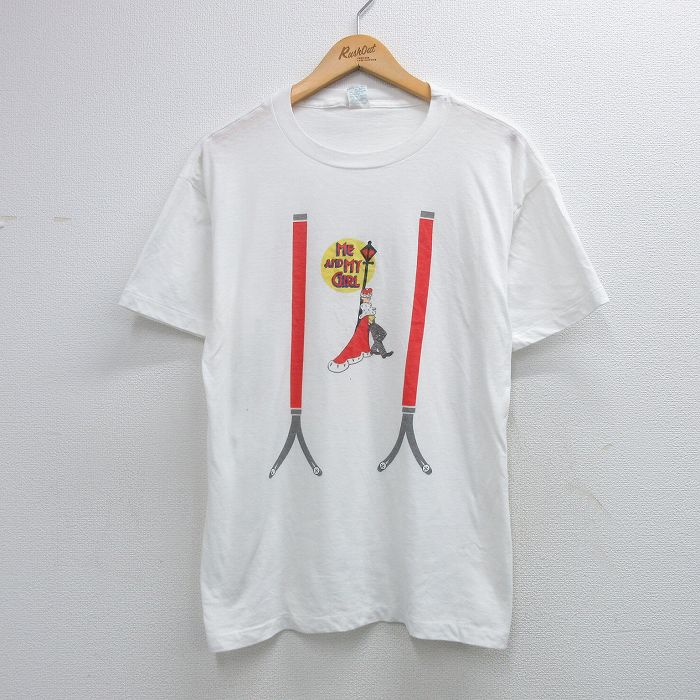 80s 半袖Tシャツ ME AND MY GIRLサスペンダー ホワイト L | 古着