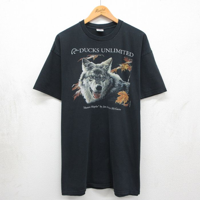 00s 半袖Tシャツ DUCKS UNLIMITEDオオカミ ブラック XL | 古着