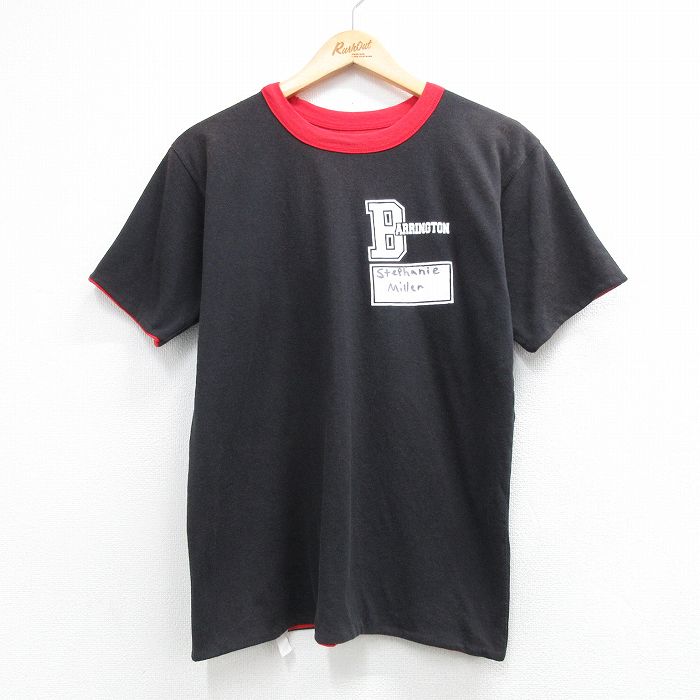 M★古着 半袖 ビンテージ Tシャツ メンズ 80年代 80s BARRINGTON ダブルフェイス リバーシブル クルーネック USA製 ブラック【spe】 26jun03
