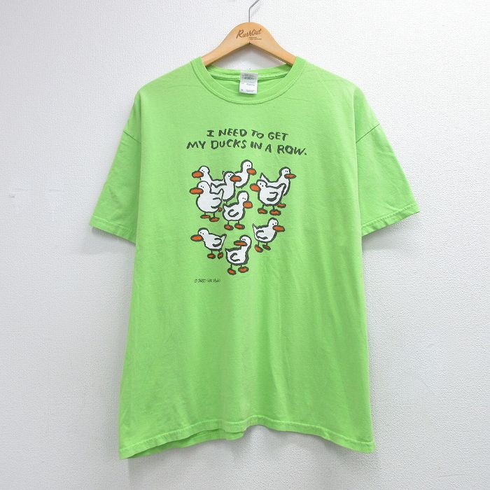 00s 半袖Tシャツ アヒル グリーン メンズXL相当 | 古着