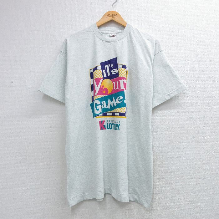 フルーツオブザルーム 90s 半袖Tシャツ KENTUCKY LOTTERY グレー メンズXL相当 | 古着