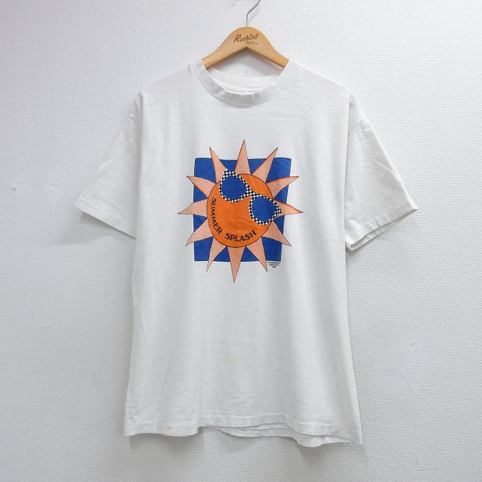 【20%OFF】ヘインズ 80s 半袖Tシャツ SUMMER SPLASH ホワイト メンズXL相当 | 古着