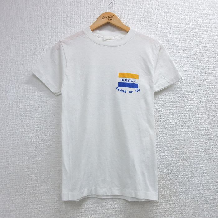 90s 半袖Tシャツ HOFSTRA ホワイト メンズS相当 | 古着