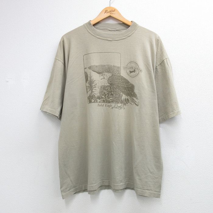 90s 半袖Tシャツ Bald Eagle フェード ベージュ XL | 古着