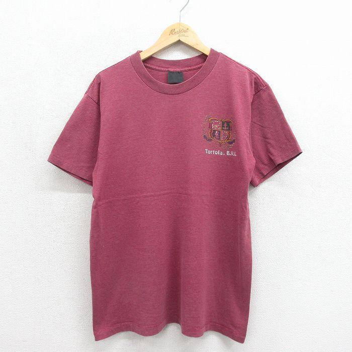 90s 半袖Tシャツ Tortolaボーダー パープル メンズL相当 | 古着
