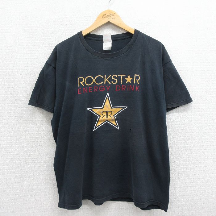 フルーツオブザルーム 00s 半袖Tシャツ ロックスターエナジードリンク ブラック メンズXL相当 | 古着