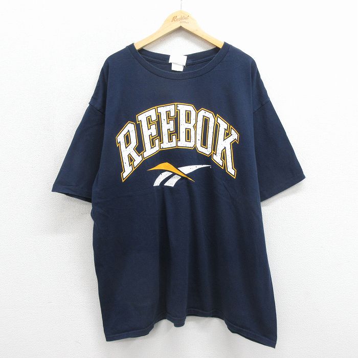 リーボック 90s 半袖Tシャツ ビッグロゴ ネイビー メンズXL相当 | 古着
