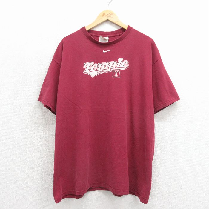 ナイキ 00s 半袖Tシャツ Temple バーガンディ メンズXL相当 | 古着