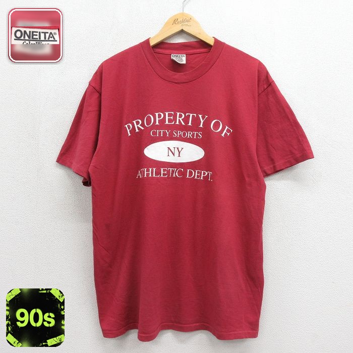 オニータ 90s 半袖Tシャツ NY バーガンディ メンズXL相当 | 古着