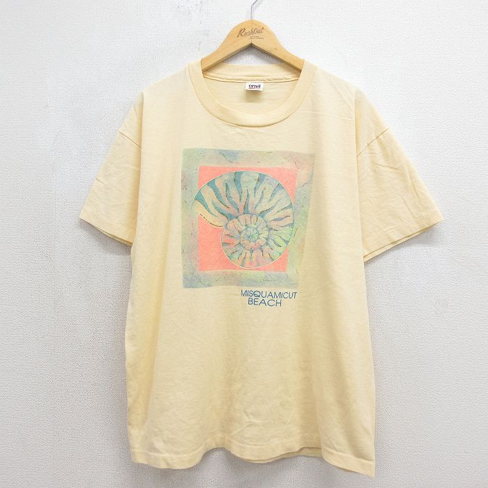 90s 半袖Tシャツ ミスクワミカットビーチ イエロー メンズXL相当 | 古着