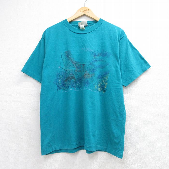 NORTHERN REFLECTIONS 90s 半袖Tシャツ イス花 ライトブルー メンズXL相当 | 古着