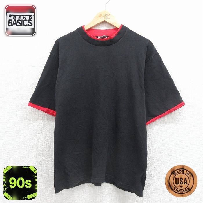 90s 半袖Tシャツ ブラック メンズL相当 | 古着