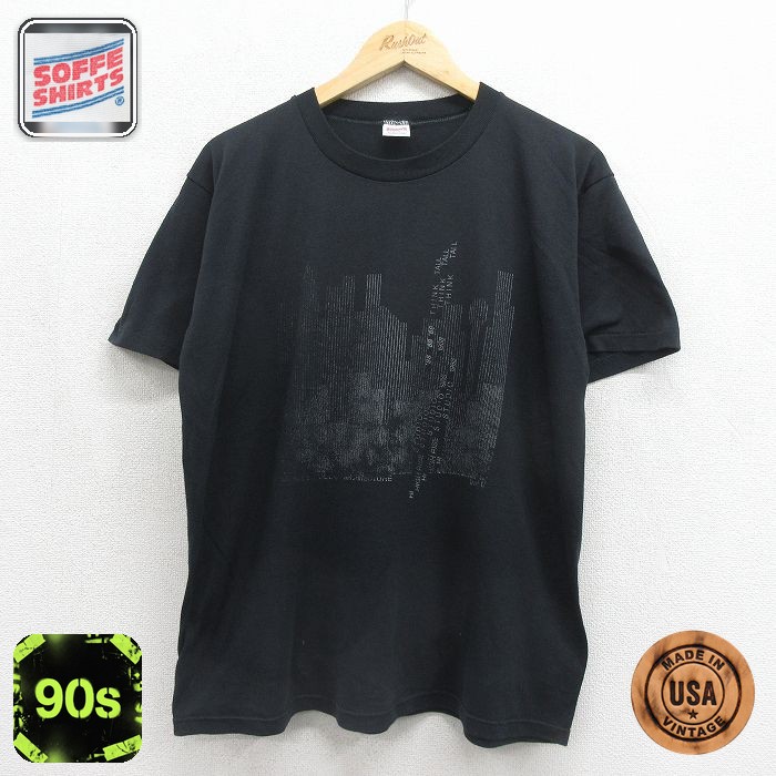 90s 半袖Tシャツ ビル ブラック メンズL相当 | 古着