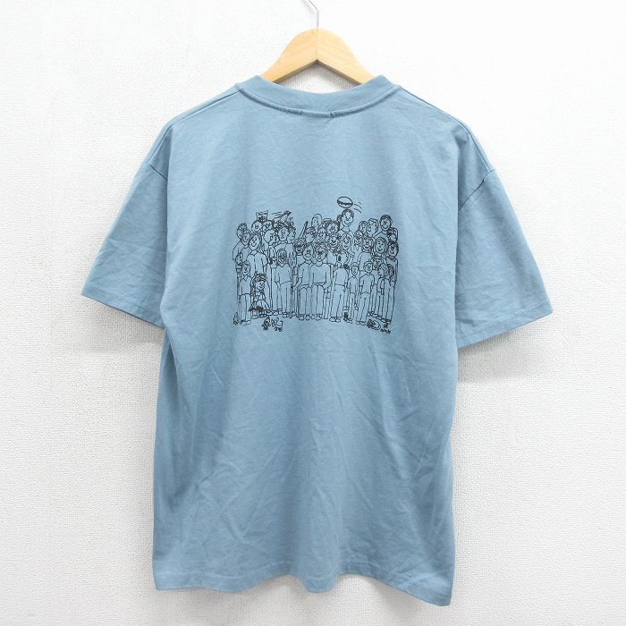 90s 半袖Tシャツ 人 ライトブルー メンズXL相当 | 古着