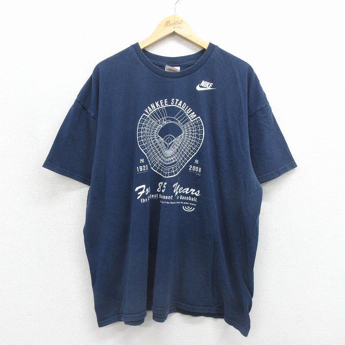 ナイキ 00s 半袖Tシャツ MLBニューヨークヤンキーススタジアム ネイビー メンズXL相当 | 古着
