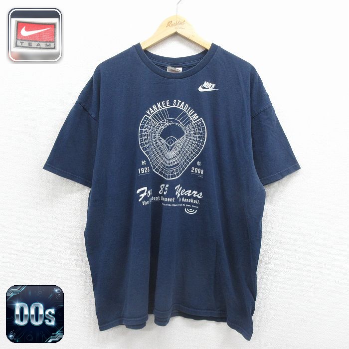 ナイキ 00s 半袖Tシャツ MLBニューヨークヤンキーススタジアム ネイビー メンズXL相当 | 古着