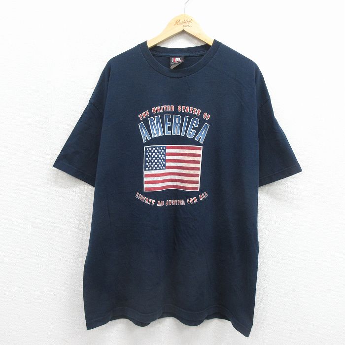 90s 半袖Tシャツ 星条旗 ネイビー メンズXL相当 | 古着