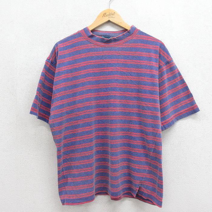 00s 半袖Tシャツ ボーダー ブルー メンズXL相当 | 古着