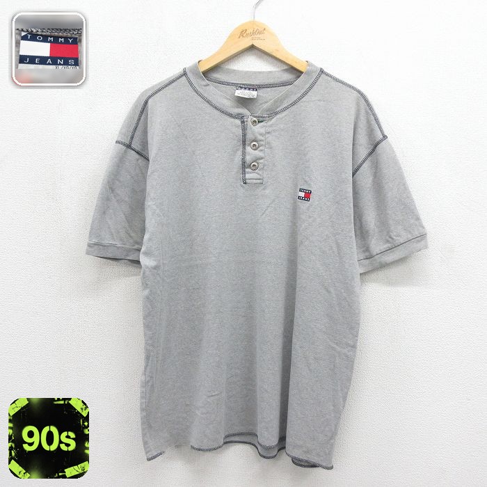 トミーヒルフィガー 90s 半袖Tシャツ ワンポイントロゴ グレー メンズXL相当 | 古着