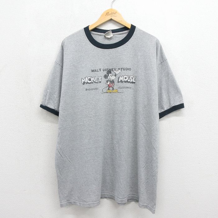 00s 半袖Tシャツ ディズニー ミッキー グレー メンズXL相当 | 古着