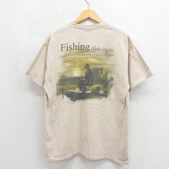 フィッシング 半袖Tシャツ ベージュ メンズL相当 | 古着