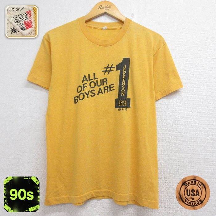 スクリーンスターズ 90s 半袖Tシャツ JEFFERSON44 イエロー メンズM相当 | 古着