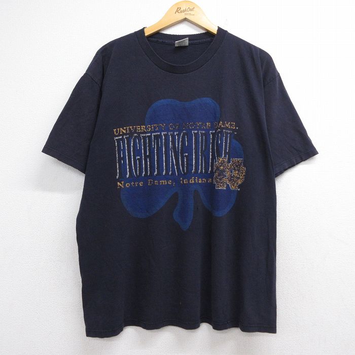 スターター 90s 半袖Tシャツ ノートルダムファイティングアイリッシュ ネイビー メンズXL相当 | 古着