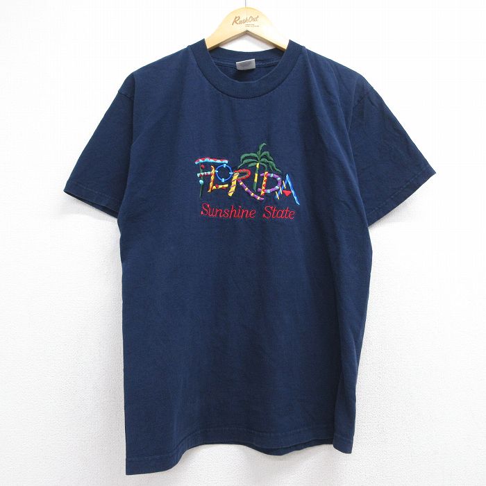00s 半袖Tシャツ フロリダ刺繍 ネイビー メンズL相当 | 古着