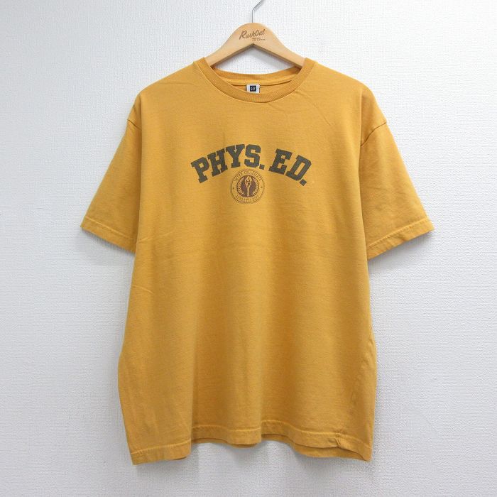 00s 半袖Tシャツ PHYSカレッジ イエロー メンズXL相当 | 古着