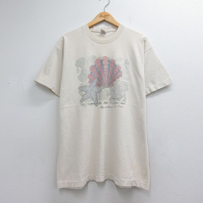フルーツオブザルーム 90s 半袖Tシャツ 貝ラメ ベージュ メンズXL相当 | 古着