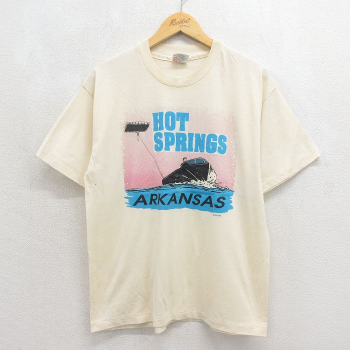 ヘインズ 90s 半袖Tシャツ アーカンソー ベージュ メンズL相当 | 古着
