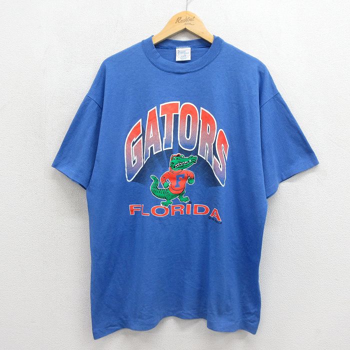 90s 半袖Tシャツ フロリダゲイターズ ブルーボーダー メンズXL相当 | 古着