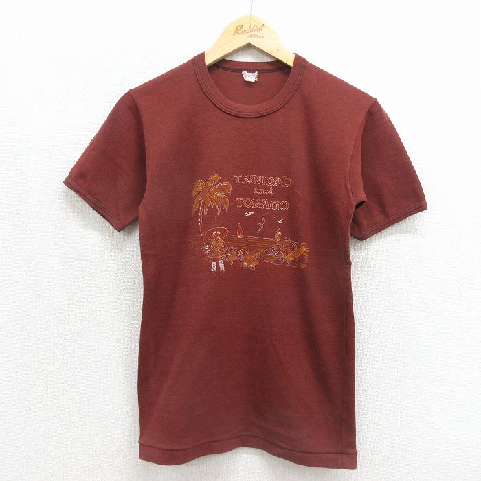 80s 半袖Tシャツ TOBAGO バーガンディ メンズS相当 | 古着