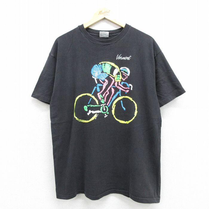 ヘインズ 80s 半袖Tシャツ 自転車 ブラック メンズXL相当 | 古着