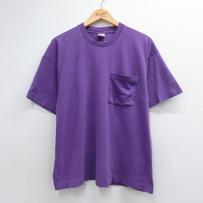 マンシングウェア 90s 半袖Tシャツ 胸ポケット付き パープル メンズXL相当 | 古着