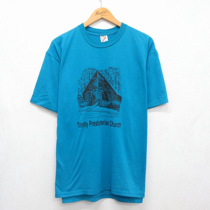 90s 半袖Tシャツ Church ブルー メンズXL相当 | 古着