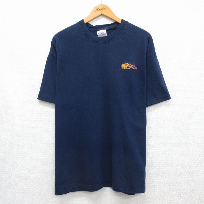 ヘインズ 00s 半袖Tシャツ ハイビスカス ネイビー メンズXL相当 | 古着