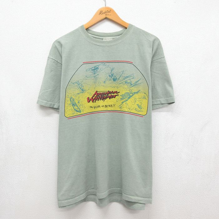 90s 半袖Tシャツ AMERICAN WHITE WATER カーキ メンズXL相当 | 古着